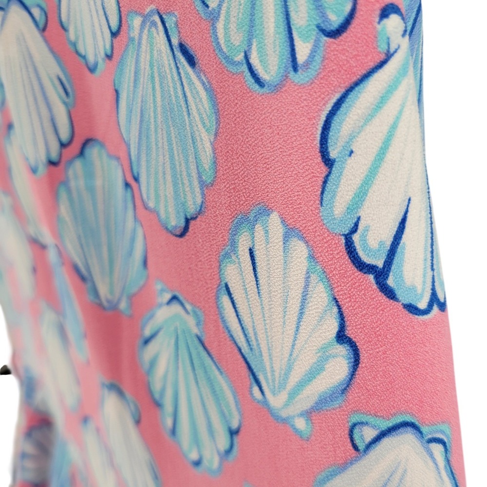 NEW Simply Southern Pink Blue Shell Print Ruffle Cut Out Maxi Dress Womens Small - Picture 9 of 10